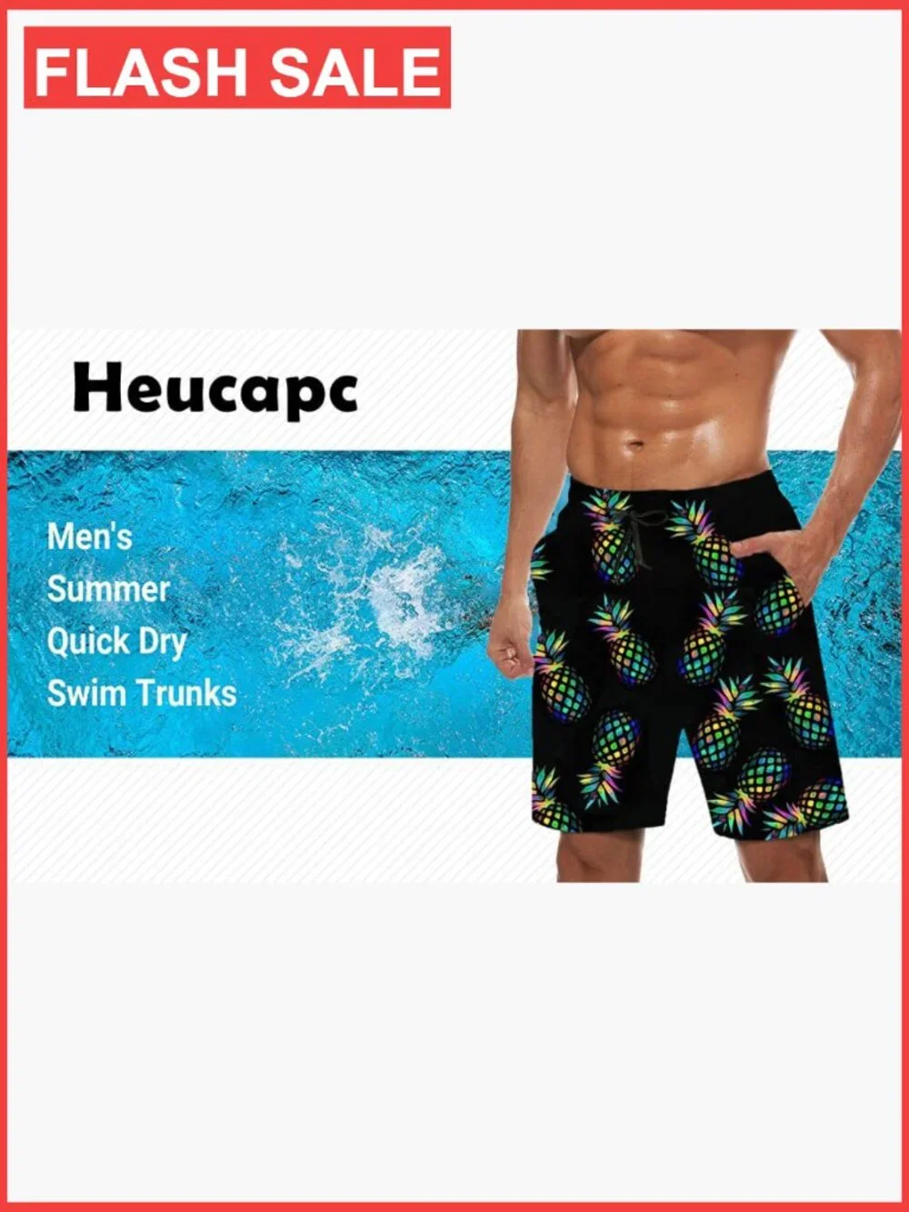 Men's Quick Dry Swim Trunks with Mesh Lining and Pockets